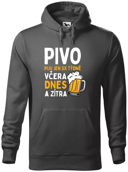 Pánská mikina Pivo piju jen 3x týdně, včera, dnes a zítra