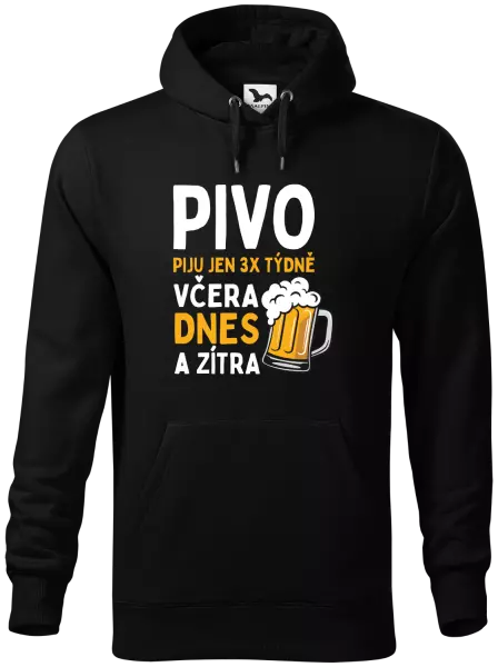 Pánská mikina Pivo piju jen 3x týdně, včera, dnes a zítra