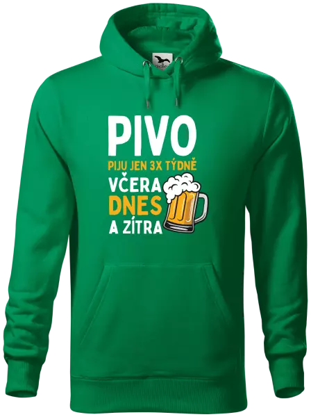 Pánská mikina Pivo piju jen 3x týdně, včera, dnes a zítra