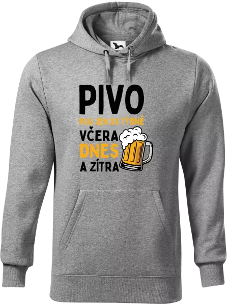 Pánská mikina Pivo piju jen 3x týdně, včera, dnes a zítra