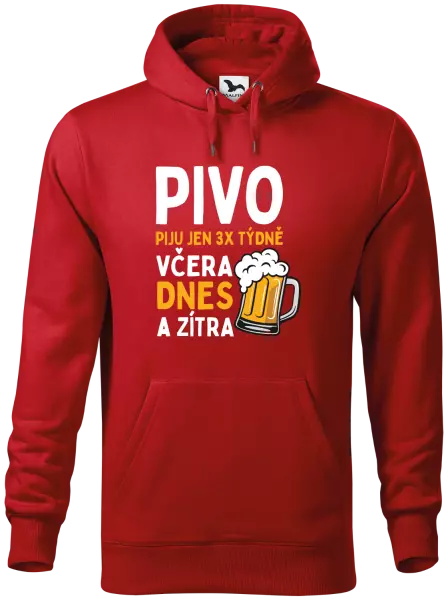 Pánská mikina Pivo piju jen 3x týdně, včera, dnes a zítra