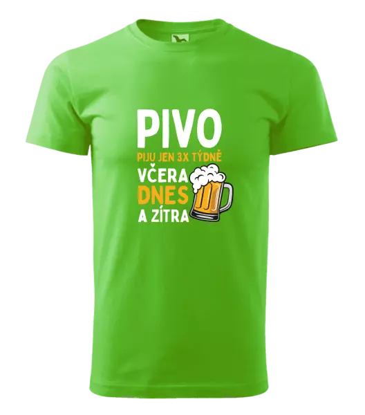 Pánské tričko Pivo piju jen 3x týdně, včera, dnes a zítra