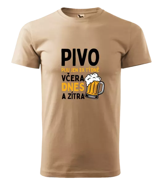 Pánské tričko Pivo piju jen 3x týdně, včera, dnes a zítra
