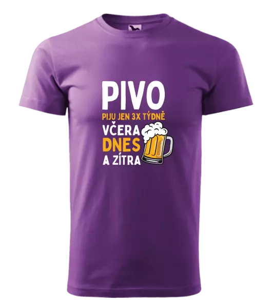 Pánské tričko Pivo piju jen 3x týdně, včera, dnes a zítra