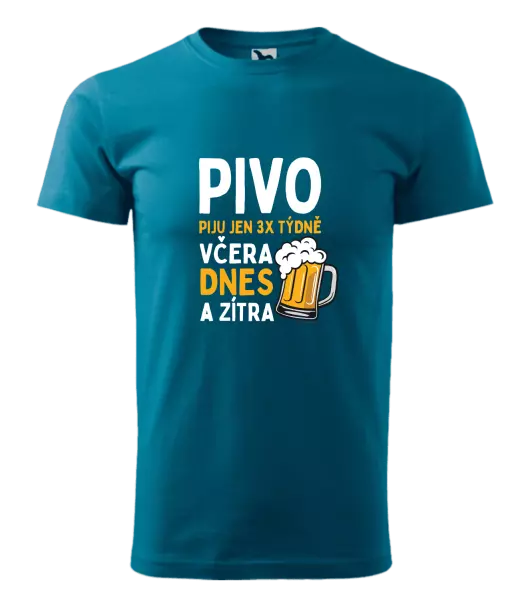 Pánské tričko Pivo piju jen 3x týdně, včera, dnes a zítra