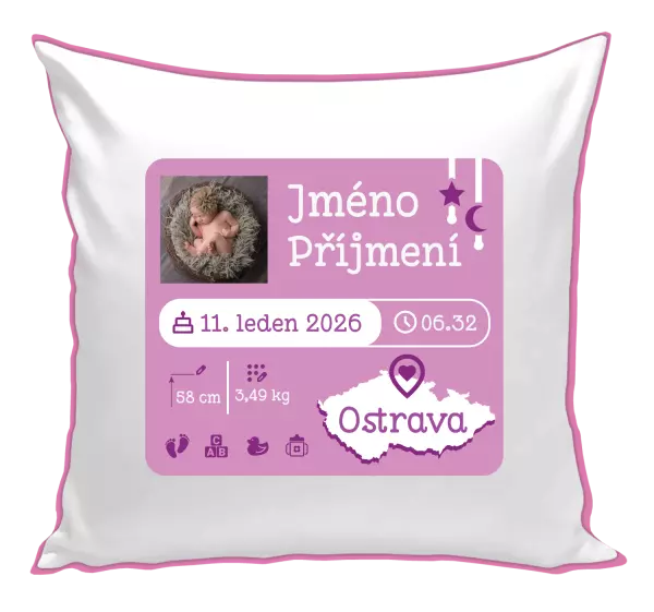 Polštář Narození miminka holka 02