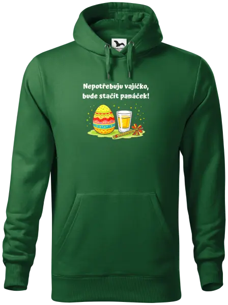 Pánská mikina Nepotřebuju vajíčko, bude stačit panáček!