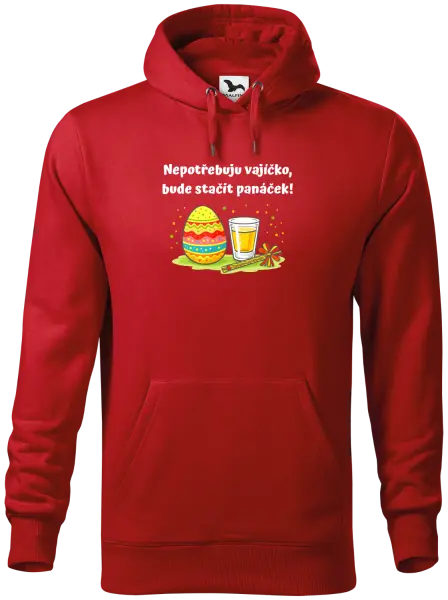 Pánská mikina Nepotřebuju vajíčko, bude stačit panáček!