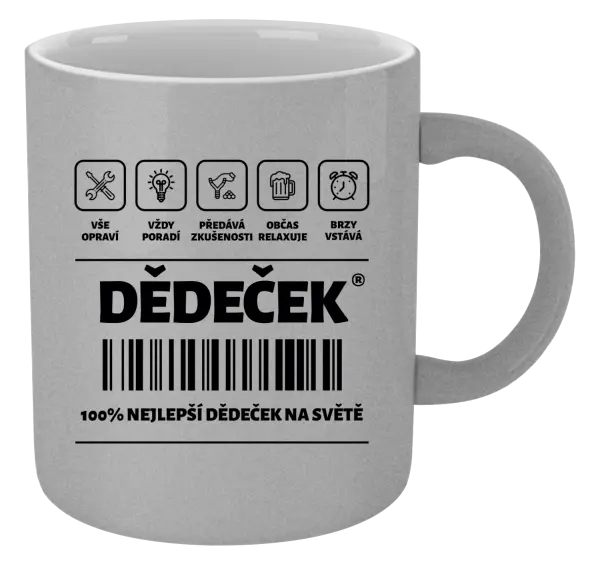 Metalický hrnek Čárový kód - dědeček
