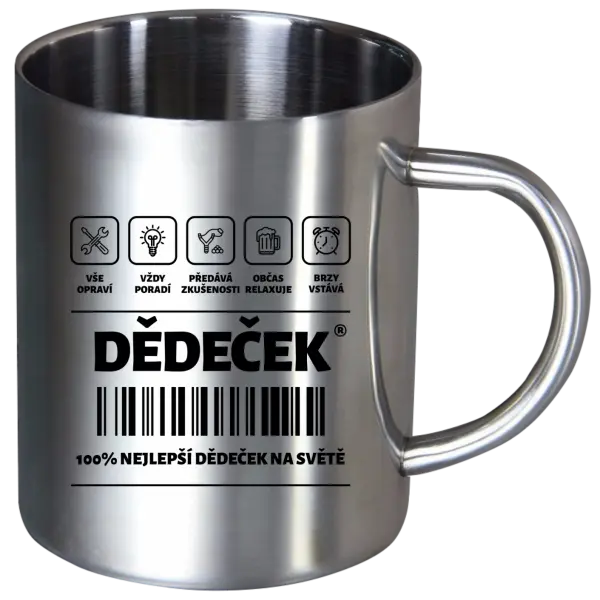 Nerezový hrnek Čárový kód - dědeček