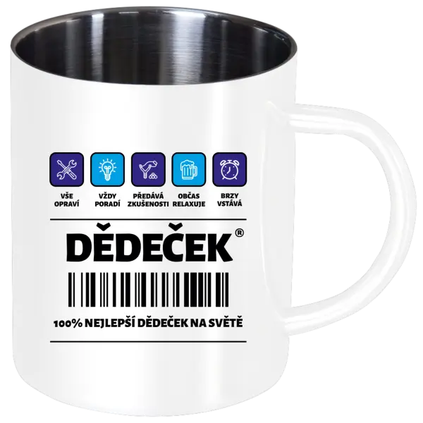Nerezový hrnek Čárový kód - dědeček