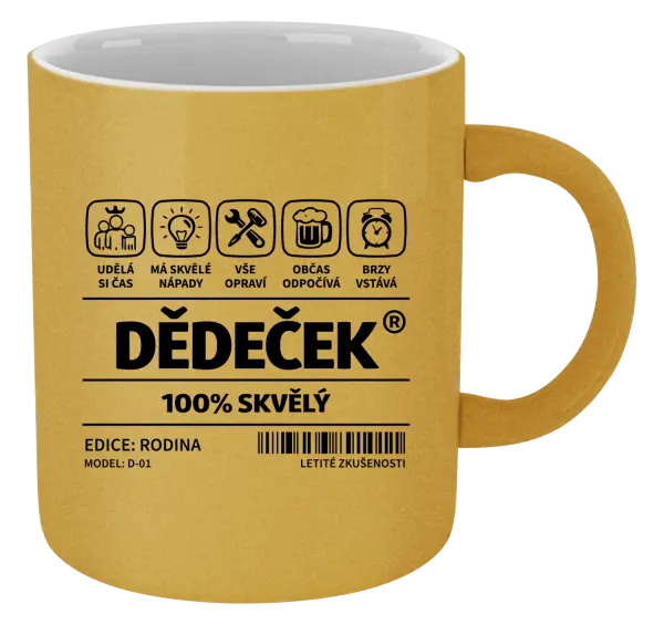 Metalický hrnek Dědeček - čárový kód