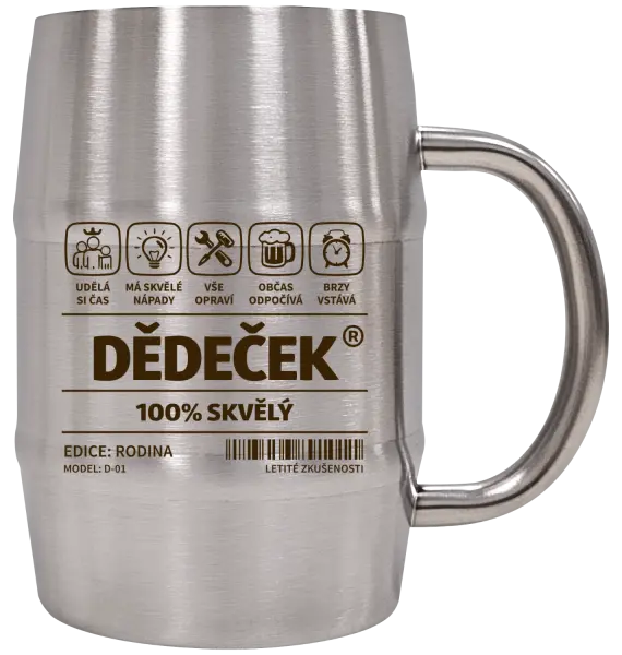 Nerezový chladicí půllitr Dědeček - čárový kód