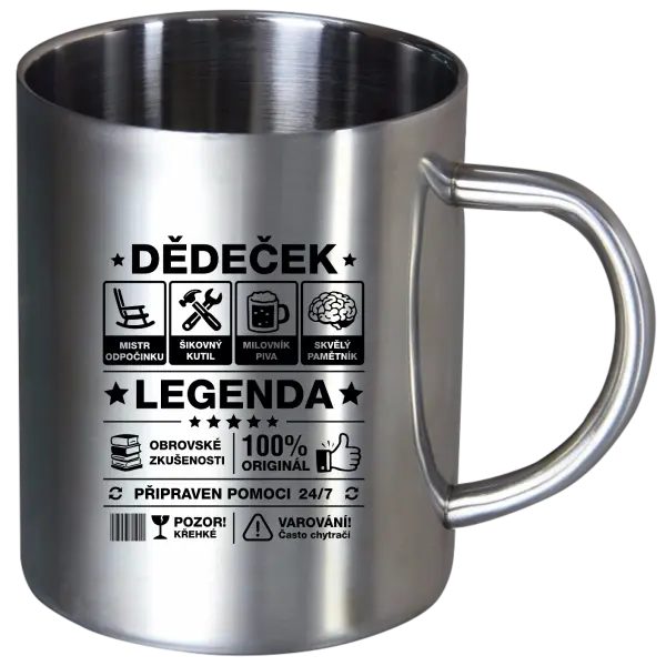 Nerezový hrnek Dědeček legenda