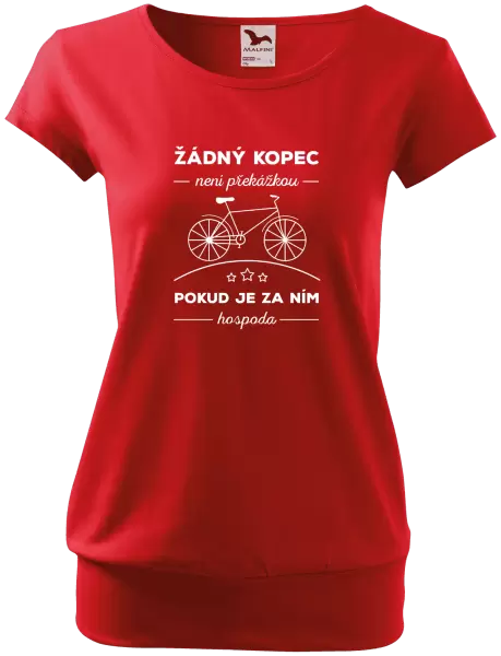 Dámské tričko Žádný kopec není překážkou, pokud je za ním hospoda