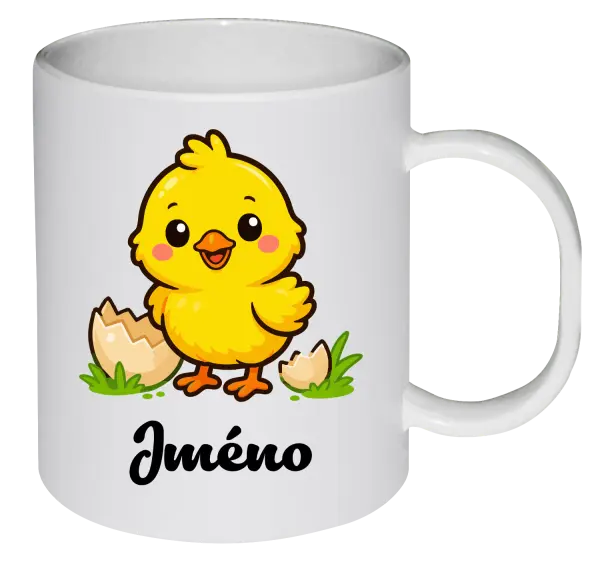 Plastový hrnek Kuřátko se jménem