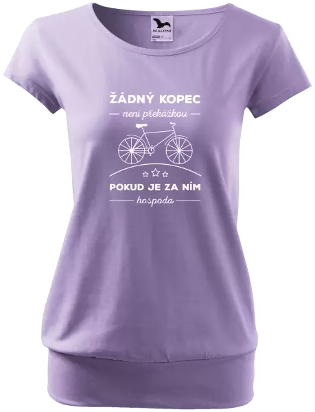 Dámské tričko Žádný kopec není překážkou, pokud je za ním hospoda