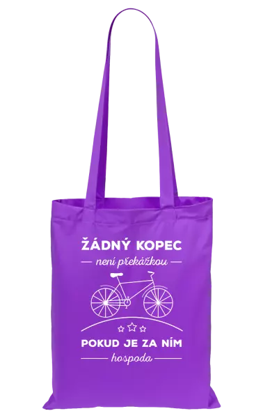 Látková taška Žádný kopec není překážkou, pokud je za ním hospoda