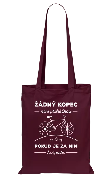 Látková taška Žádný kopec není překážkou, pokud je za ním hospoda