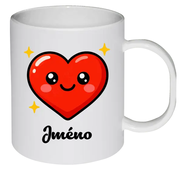 Plastový hrnek Srdíčko se jménem