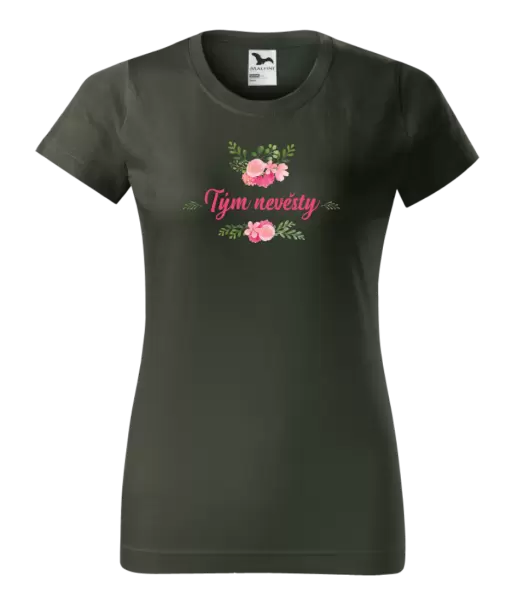 Dámské tričko Tým nevěsty - růžové květiny