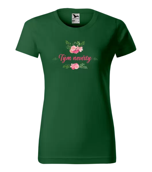 Dámské tričko Tým nevěsty - růžové květiny