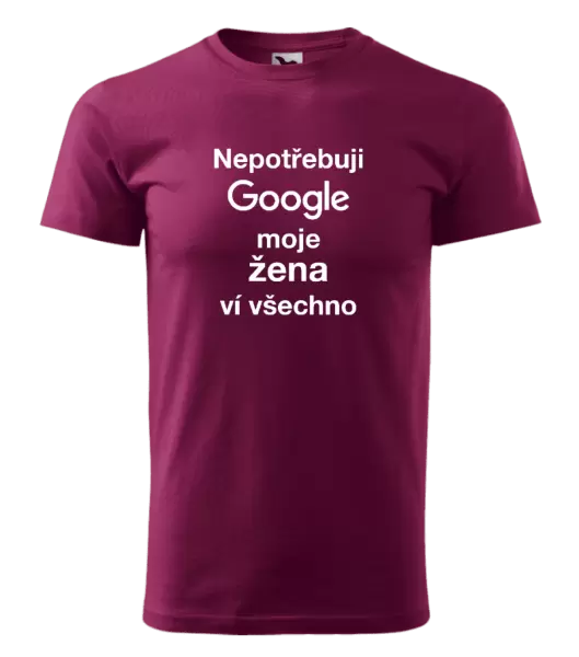 Pánské tričko Nepotřebuji Google, moje žena ví všechno