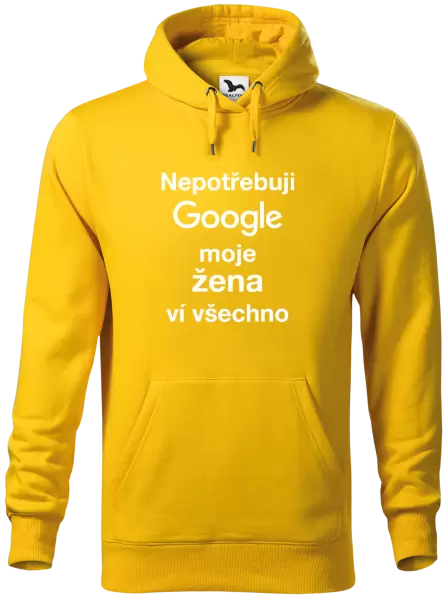Pánská mikina Nepotřebuji Google, moje žena ví všechno