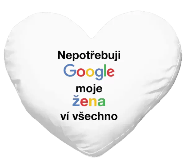 Polštář Nepotřebuji Google, moje žena ví všechno
