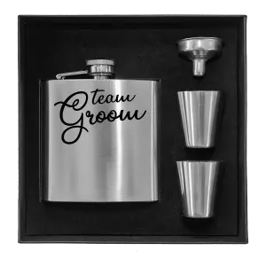 Ploskačka v krabičke Team Groom - nápis