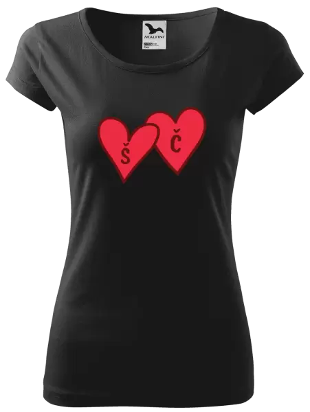 Dámské tričko Iniciály v srdíčku se jmény