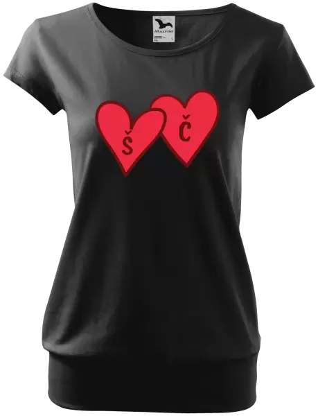 Dámské tričko Iniciály v srdíčku se jmény