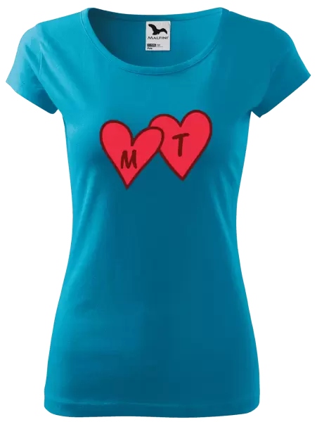 Dámské tričko Iniciály v srdíčku se jmény