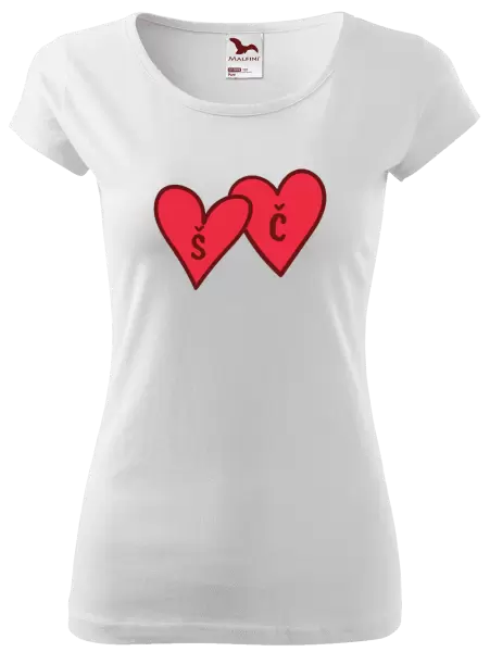 Dámské tričko Iniciály v srdíčku se jmény