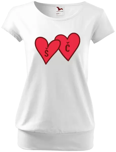 Dámské tričko Iniciály v srdíčku se jmény