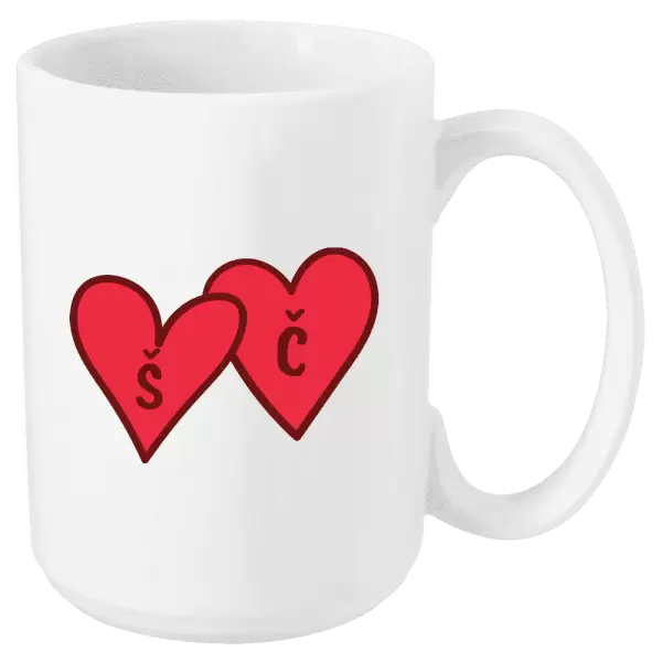 Hrnek Iniciály v srdíčku se jmény