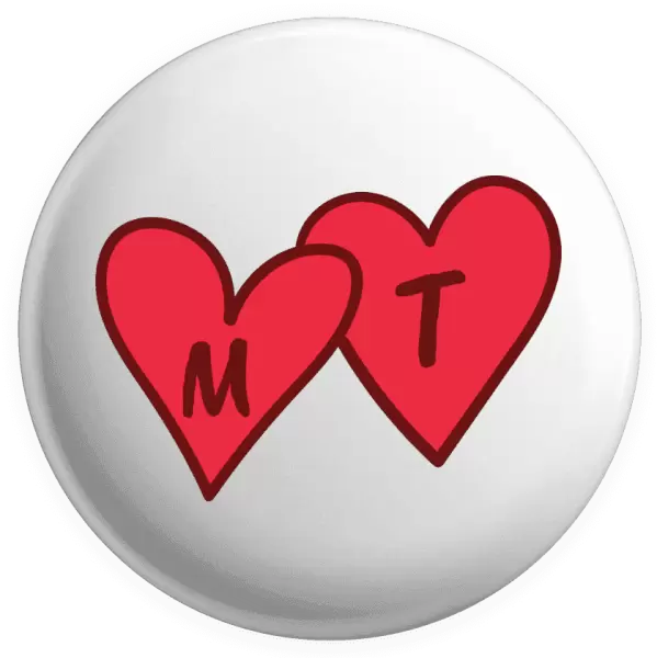 Placka Iniciály v srdíčku se jmény