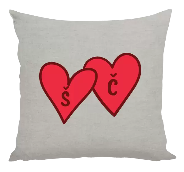 Polštář Iniciály v srdíčku se jmény