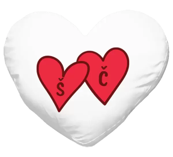 Polštář Iniciály v srdíčku se jmény