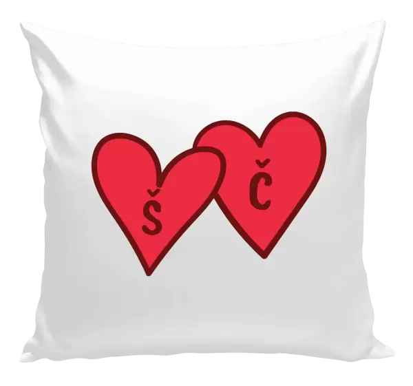 Polštář Iniciály v srdíčku se jmény