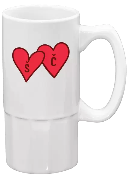 Půllitr Iniciály v srdíčku se jmény