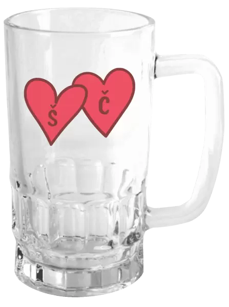 Půllitr Iniciály v srdíčku se jmény