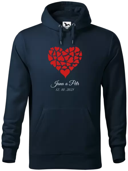 Pánská mikina Srdce se jmény