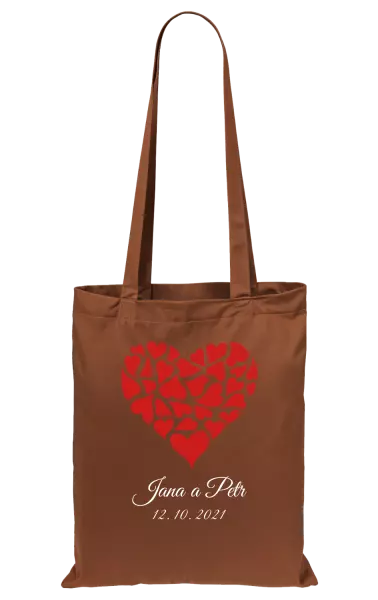 Látková taška Srdce se jmény