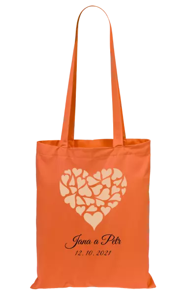 Látková taška Srdce se jmény