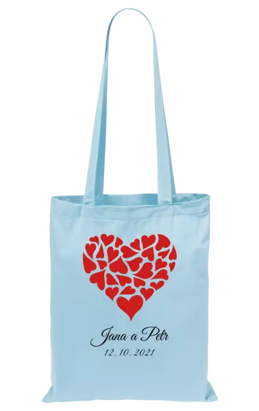Látková taška Srdce se jmény