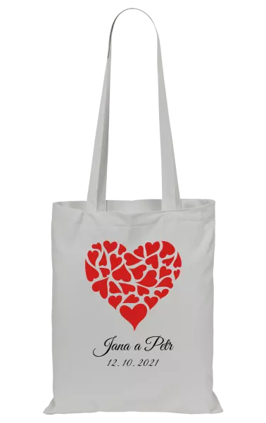 Látková taška Srdce se jmény