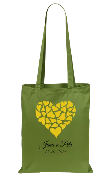 Látková taška Srdce se jmény