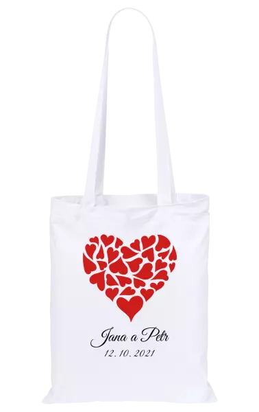 Látková taška Srdce se jmény