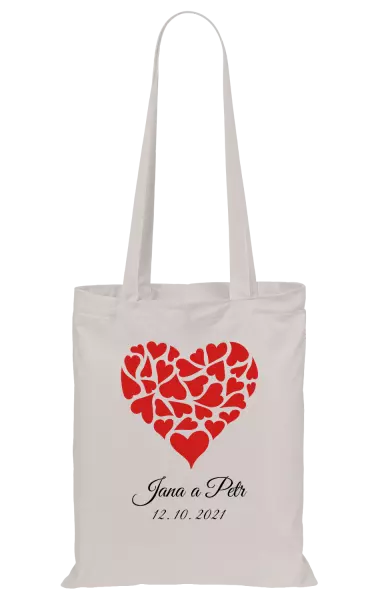 Látková taška Srdce se jmény